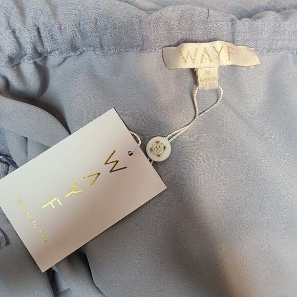 Chambray Grey-Blue Off-Shoulder Ruffle Dress - NWT - M - Picture 12 of 13